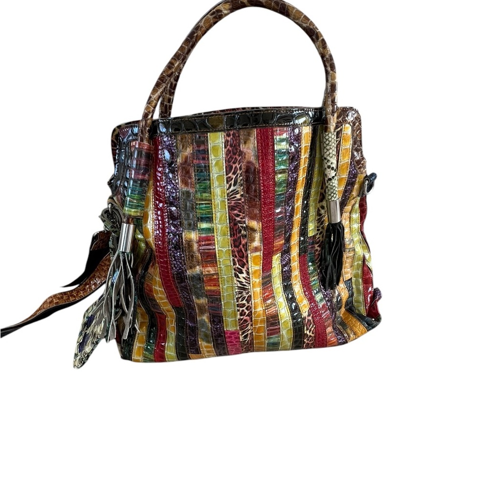 NEW WITH TAGS Amerileatherather Etta Animal Print Leather Tote bag